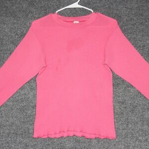 Vintage Thermal Knit Top Long Sleeve‎ Women's L Y2K Skater Retro Grunge Layering